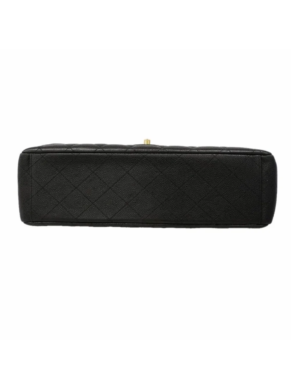 Chanel Shoulder Bag Maxi Quilted Caviar Leather Black Gold